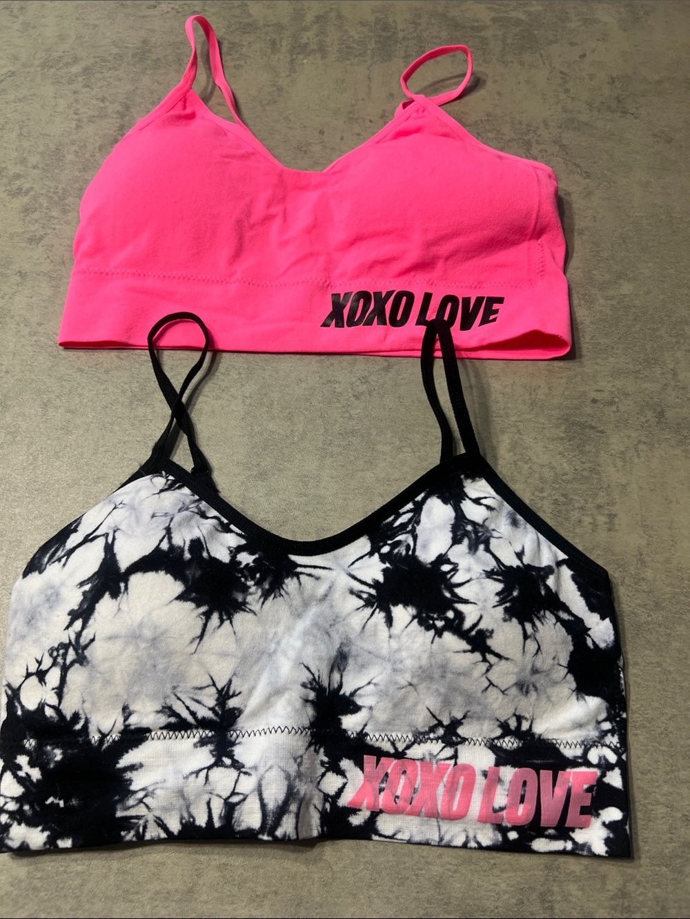 XOXO LOVE Pink & Black Tie-Dye Bralette Duo